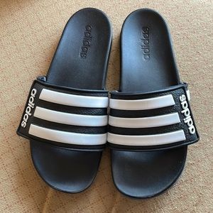 Adidas slides in black and white. Mens size 9.